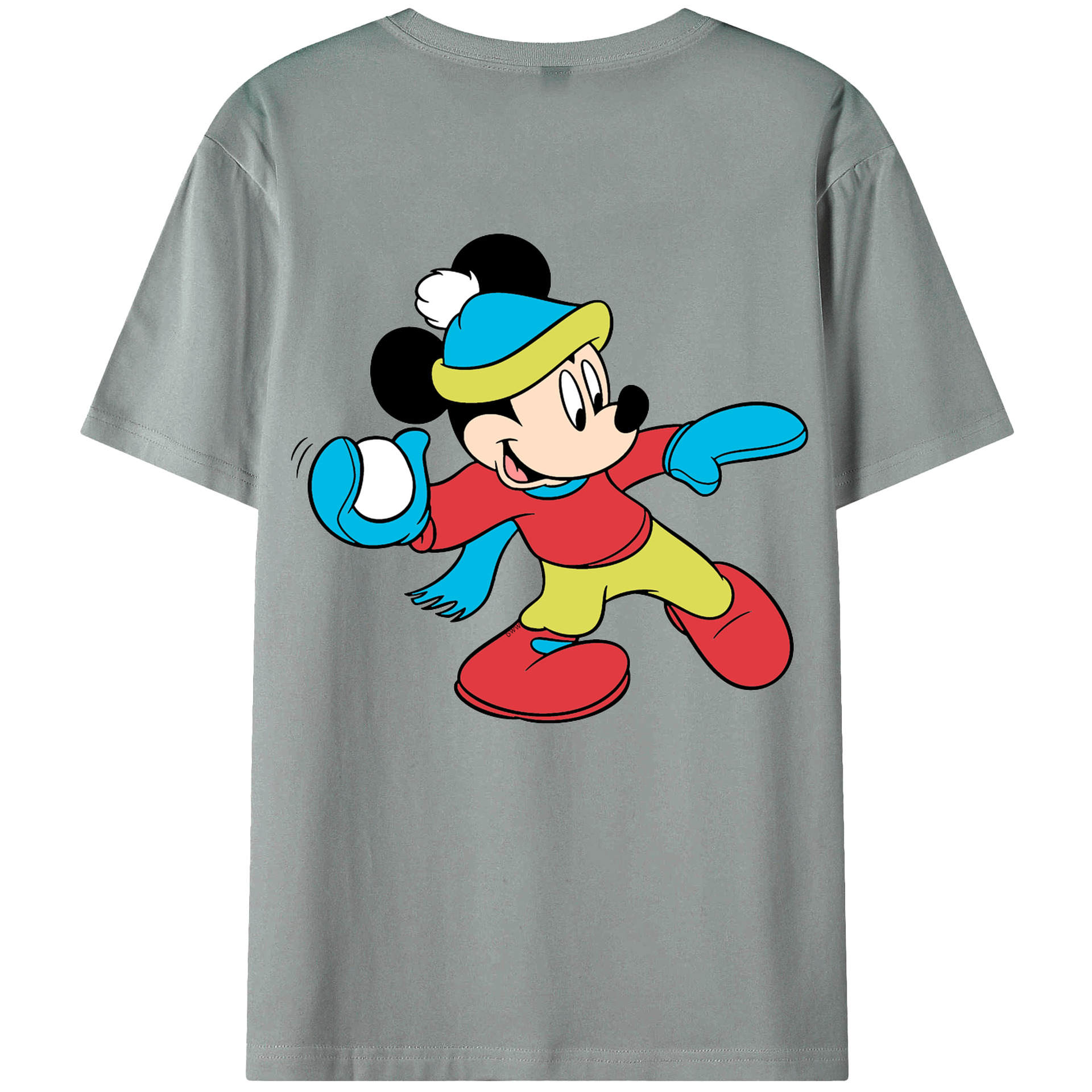 ミッキーマウス Mickey Mouse 綿100％ メンズ半袖Tシャツ（バックプリント） 通気性